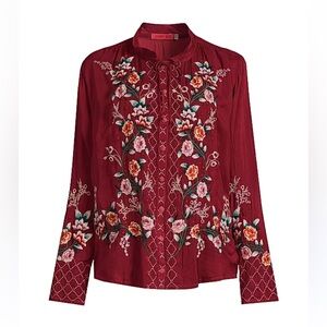 Johnny Was Fargo Blouse Floral Embroidered